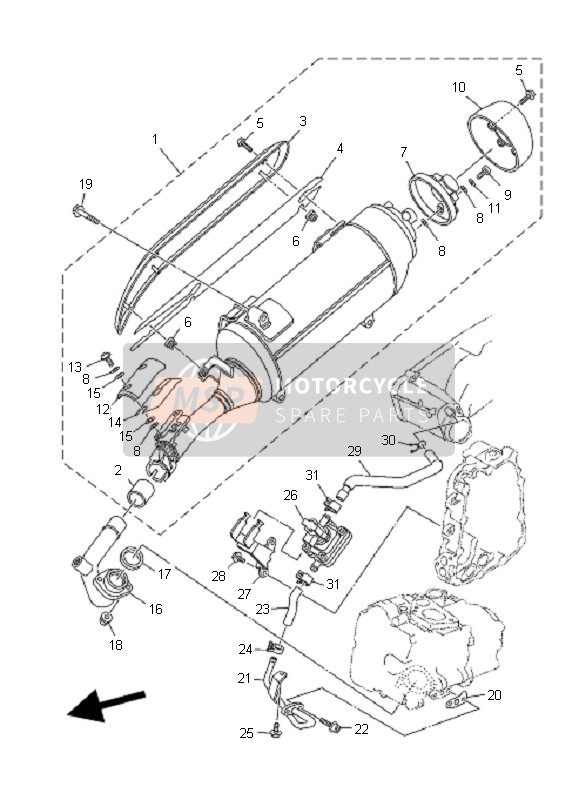 Yamaha YP400 MAJESTY 2011 Exhaust for a 2011 Yamaha YP400 MAJESTY